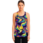 Psychedelic Wavy Print Women's Racerback Tank Top