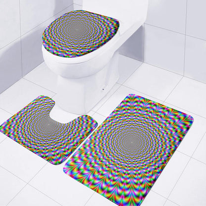 Psychedelic Web Optical Illusion 3 Piece Bath Mat Set