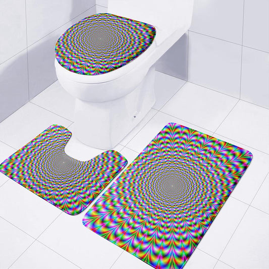 Psychedelic Web Optical Illusion 3 Piece Bath Mat Set
