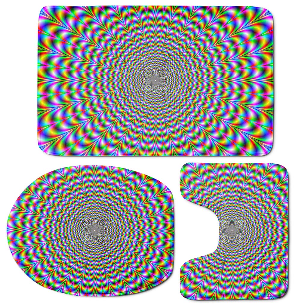 Psychedelic Web Optical Illusion 3 Piece Bath Mat Set
