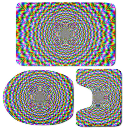 Psychedelic Web Optical Illusion 3 Piece Bath Mat Set