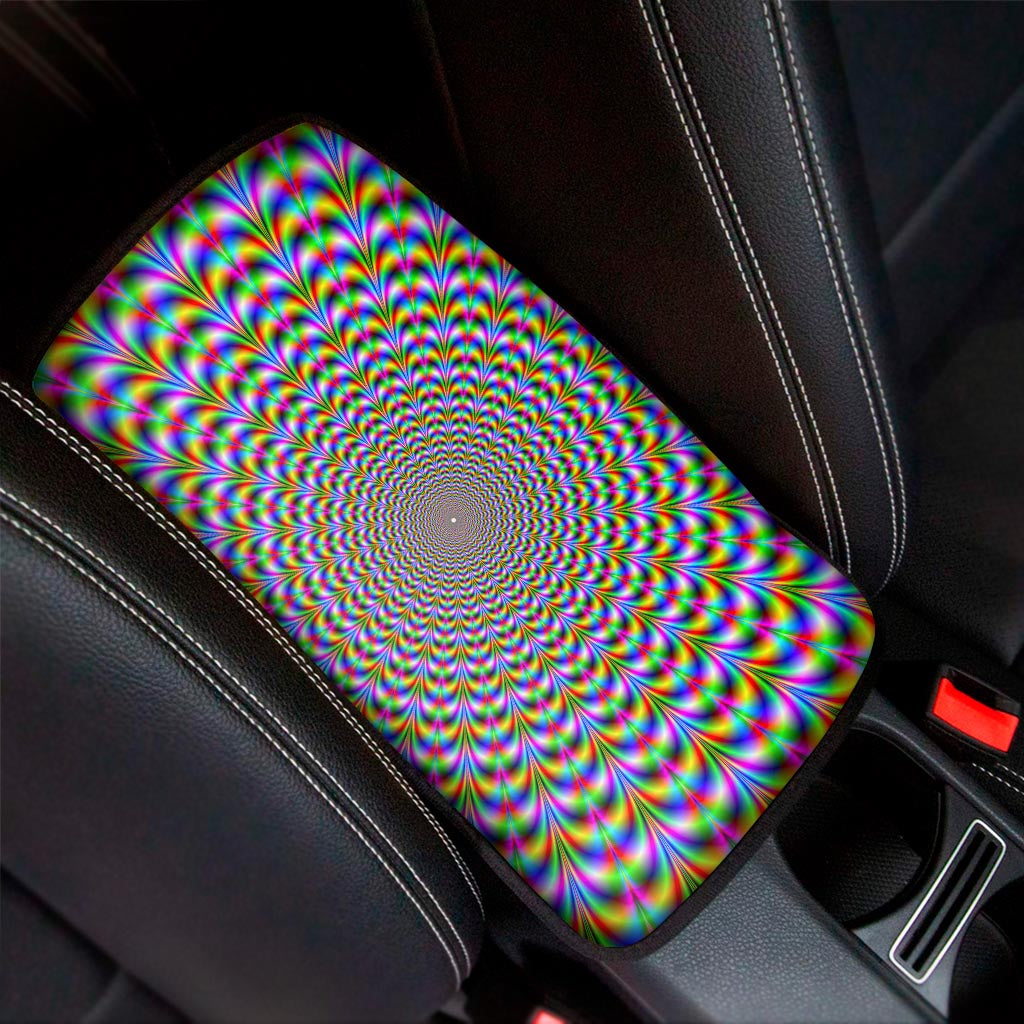 Psychedelic Web Optical Illusion Car Center Console Cover