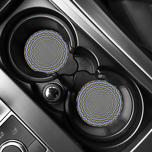 Psychedelic Web Optical Illusion Car Coasters