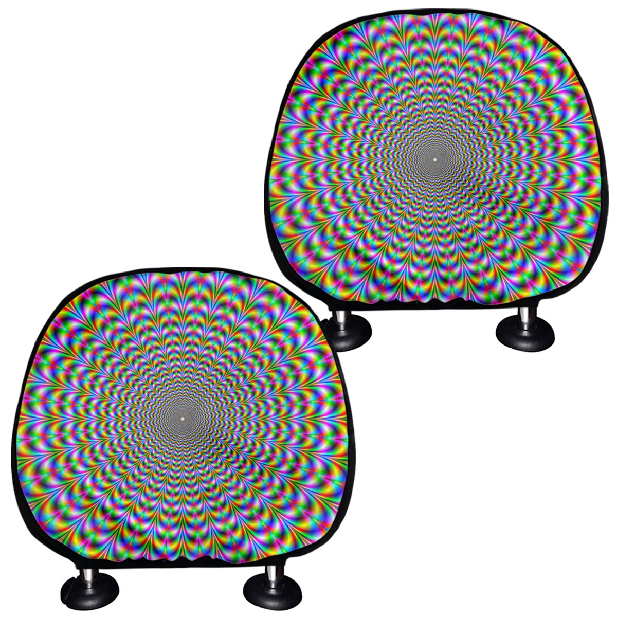 Psychedelic Web Optical Illusion Car Headrest Covers