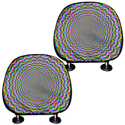 Psychedelic Web Optical Illusion Car Headrest Covers