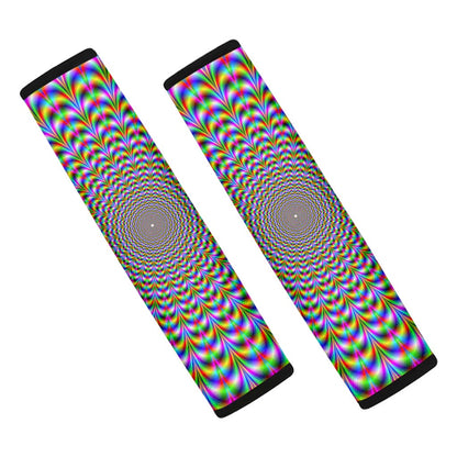 Psychedelic Web Optical Illusion Car Seat Belt Covers