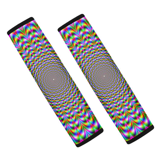 Psychedelic Web Optical Illusion Car Seat Belt Covers