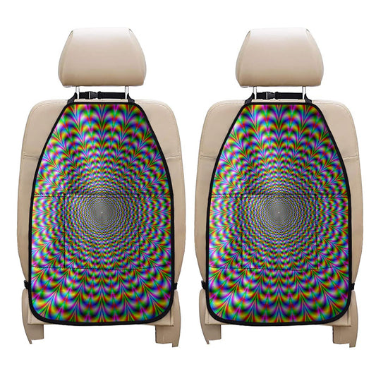 Psychedelic Web Optical Illusion Car Seat Organizers