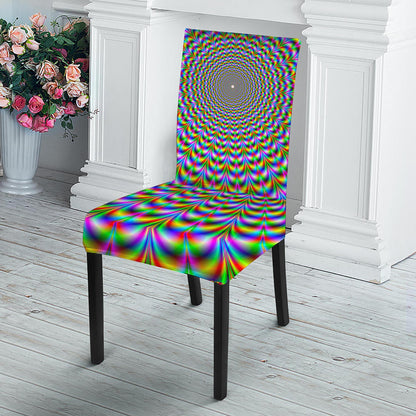 Psychedelic Web Optical Illusion Dining Chair Slipcover