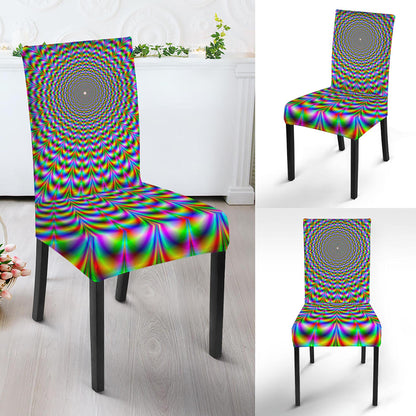 Psychedelic Web Optical Illusion Dining Chair Slipcover