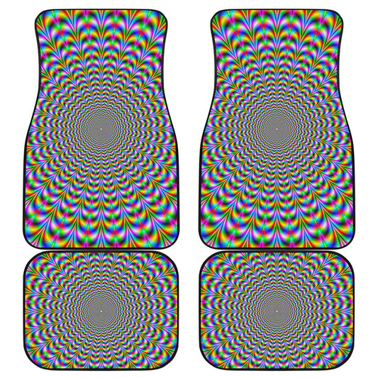 Psychedelic Web Optical Illusion Front and Back Car Floor Mats