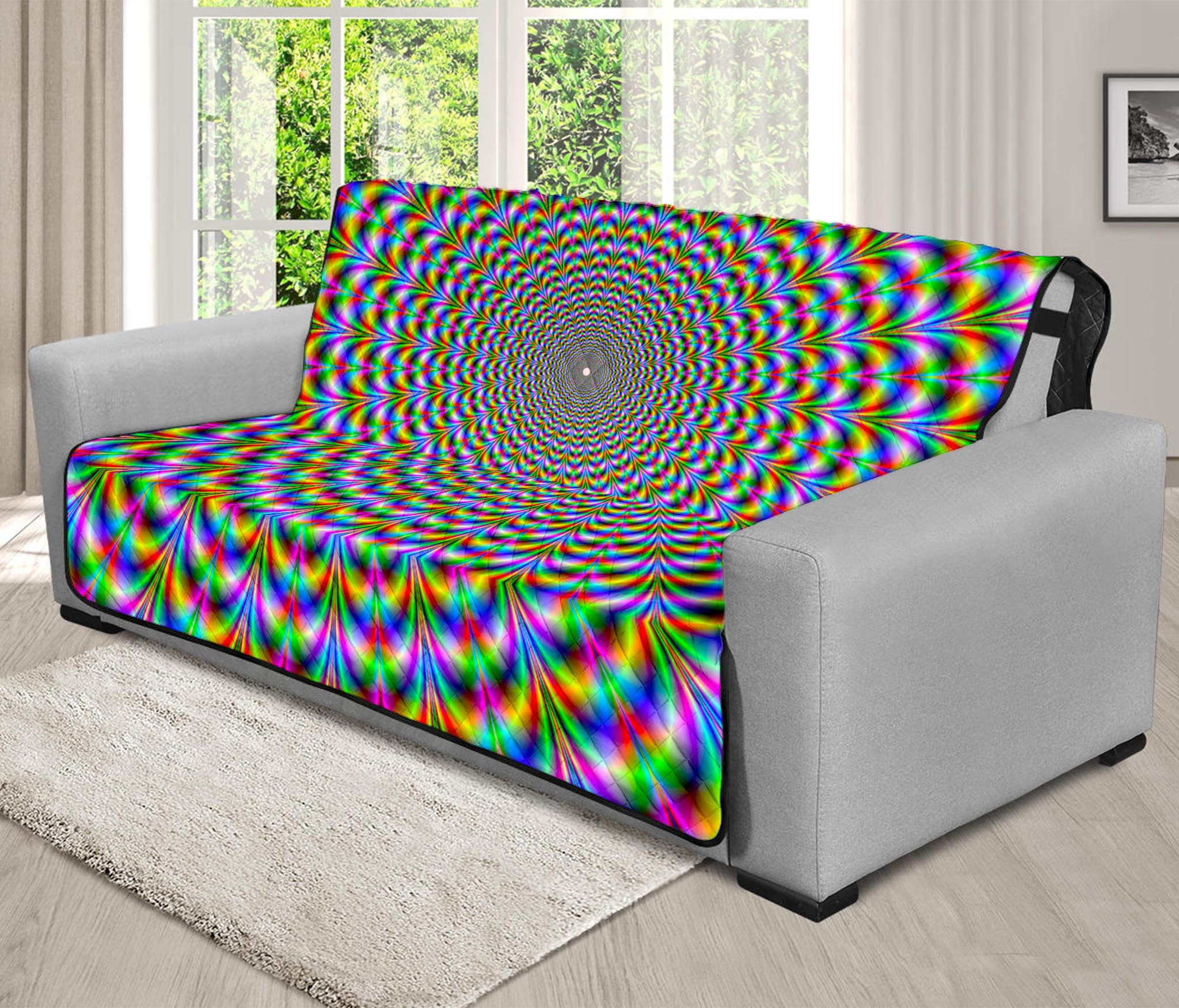 Psychedelic Web Optical Illusion Futon Protector