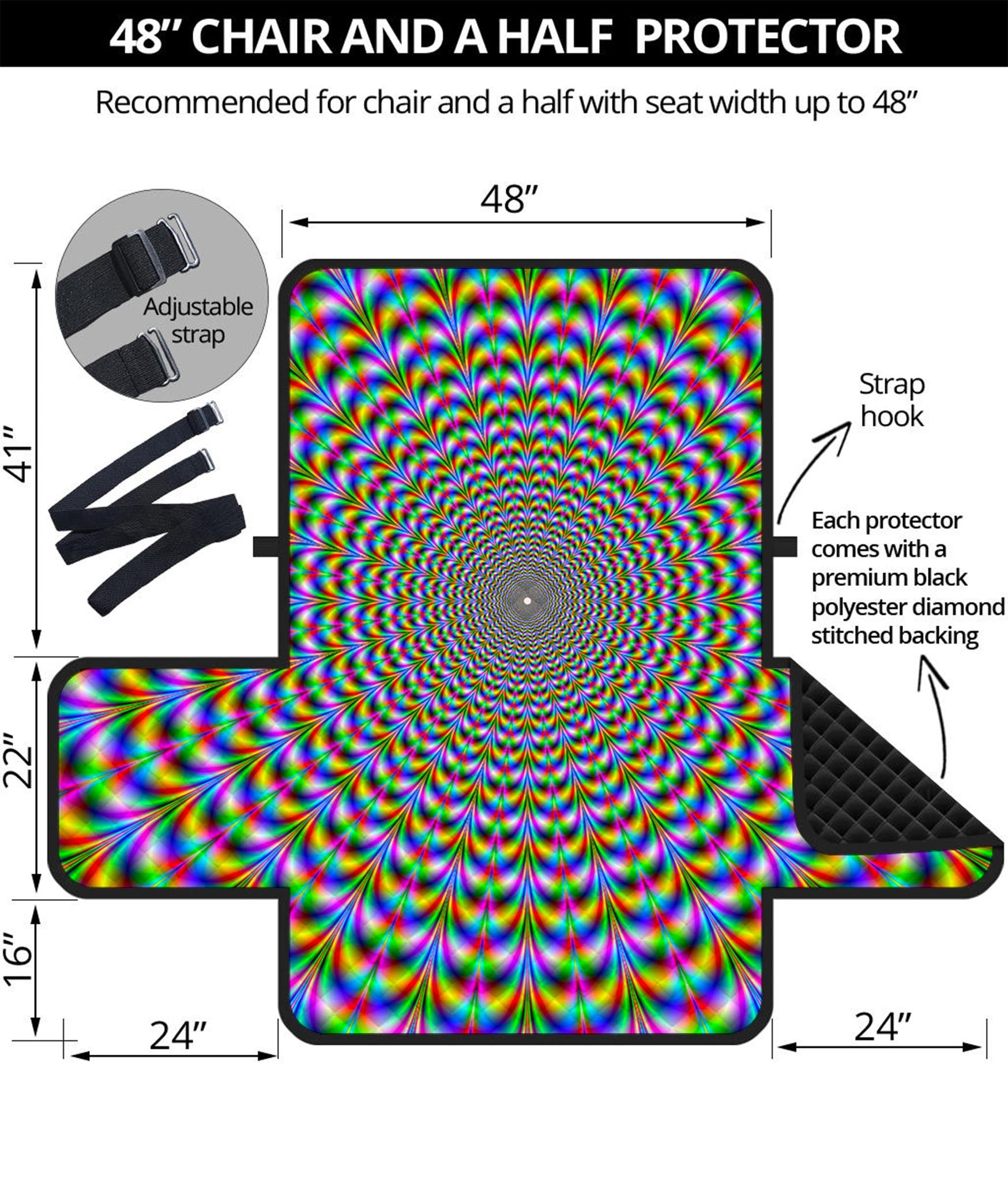 Psychedelic Web Optical Illusion Half Sofa Protector