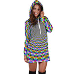Psychedelic Web Optical Illusion Hoodie Dress GearFrost