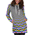 Psychedelic Web Optical Illusion Pullover Hoodie Dress