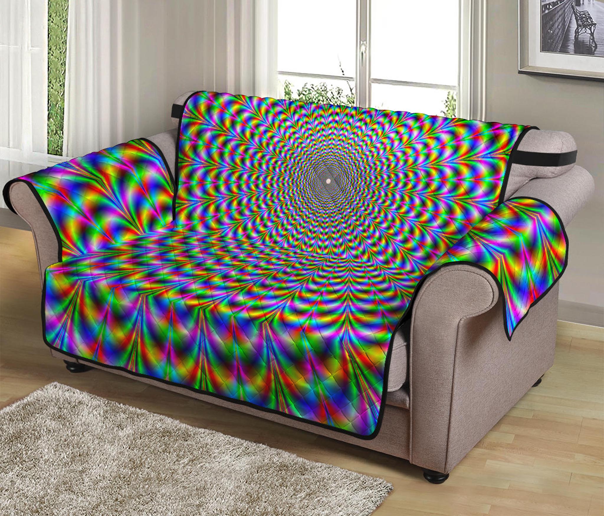 Psychedelic Web Optical Illusion Loveseat Protector