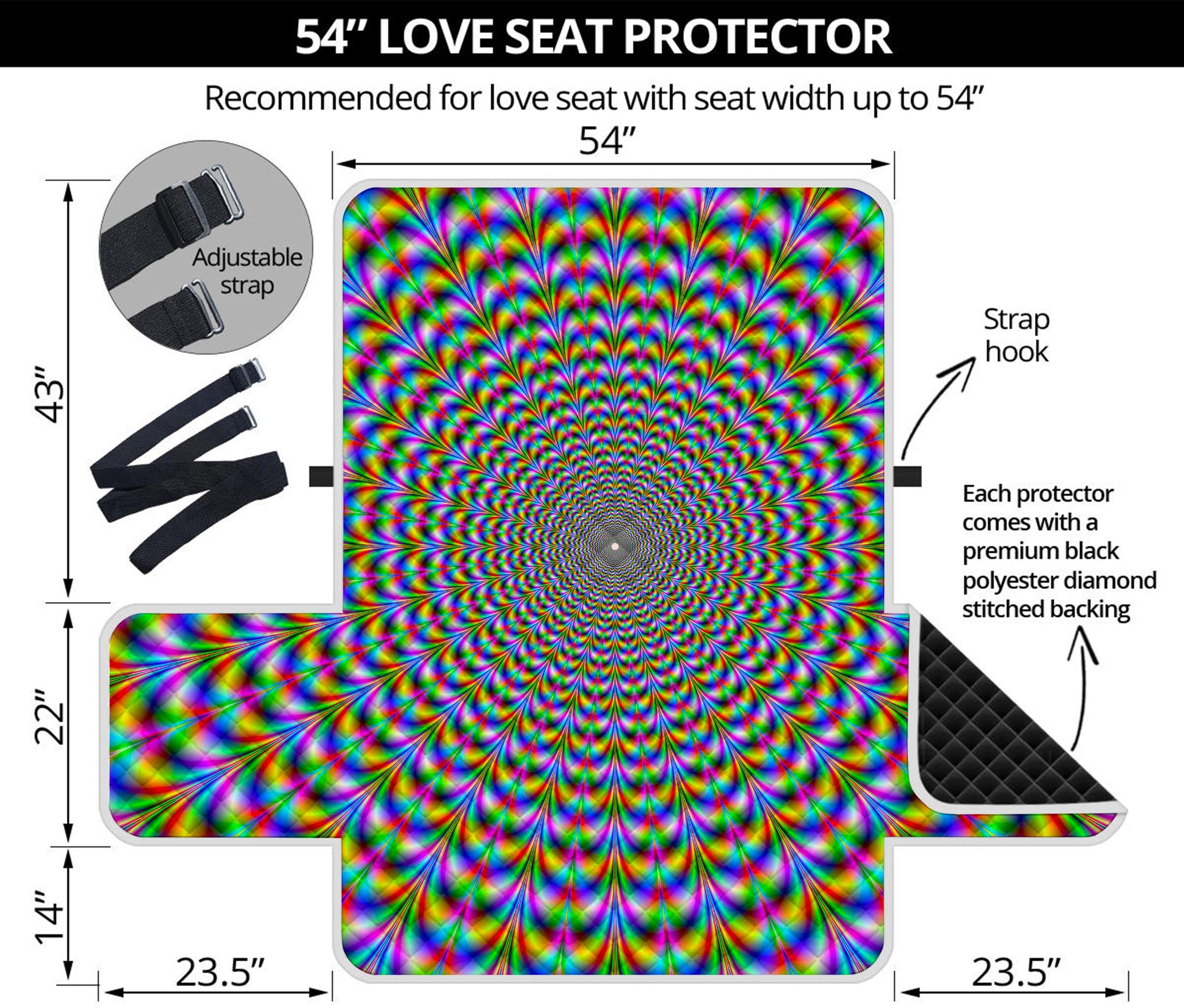 Psychedelic Web Optical Illusion Loveseat Protector