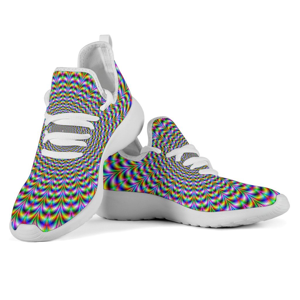 Psychedelic Web Optical Illusion Mesh Knit Shoes GearFrost