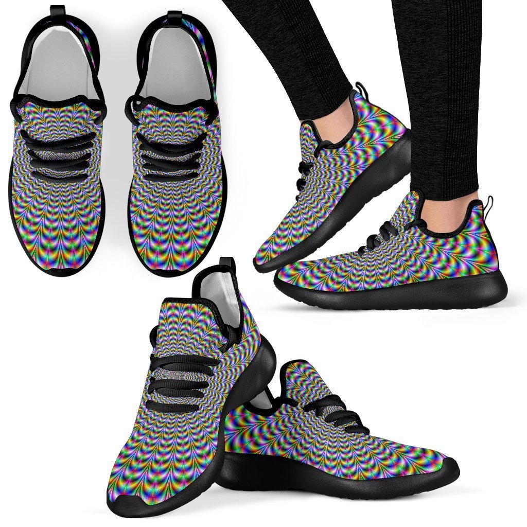 Psychedelic Web Optical Illusion Mesh Knit Shoes GearFrost