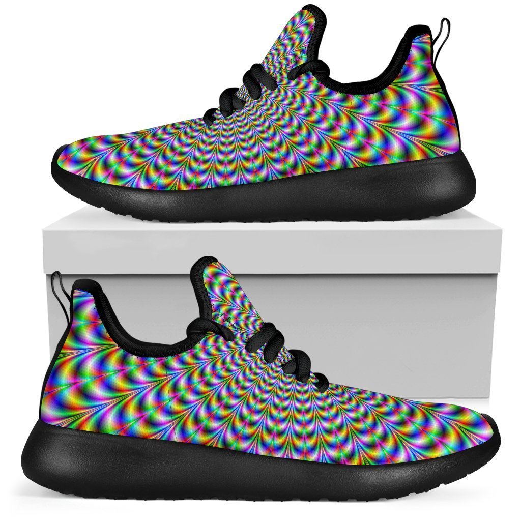 Psychedelic Web Optical Illusion Mesh Knit Shoes GearFrost