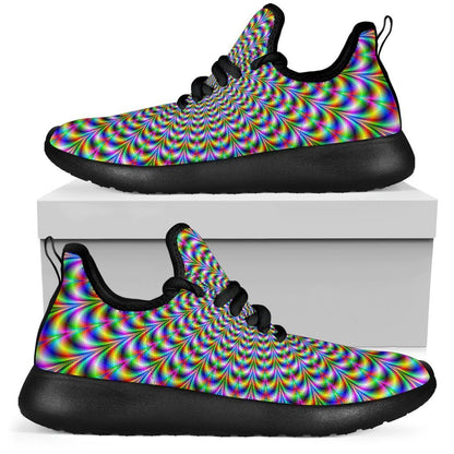 Psychedelic Web Optical Illusion Mesh Knit Shoes GearFrost