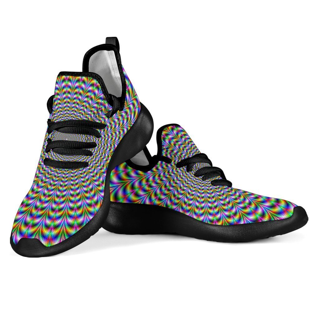 Psychedelic Web Optical Illusion Mesh Knit Shoes GearFrost