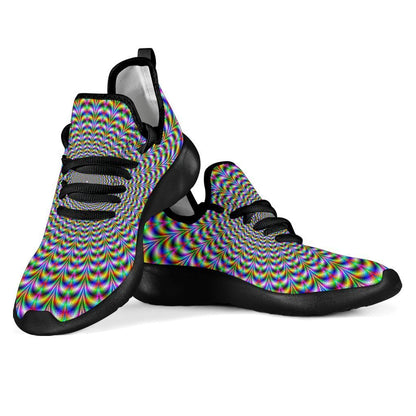 Psychedelic Web Optical Illusion Mesh Knit Shoes GearFrost