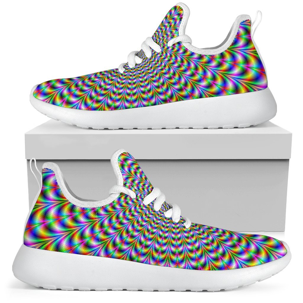 Psychedelic Web Optical Illusion Mesh Knit Shoes GearFrost