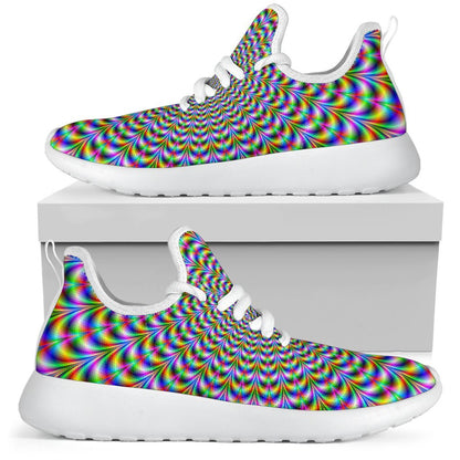 Psychedelic Web Optical Illusion Mesh Knit Shoes GearFrost
