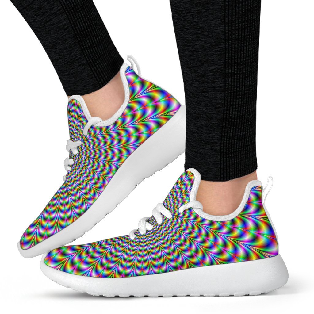 Psychedelic Web Optical Illusion Mesh Knit Shoes GearFrost