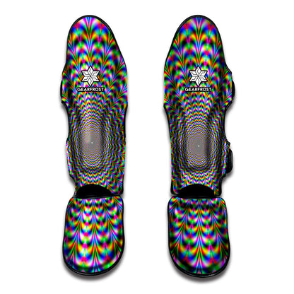 Psychedelic Web Optical Illusion Muay Thai Shin Guard