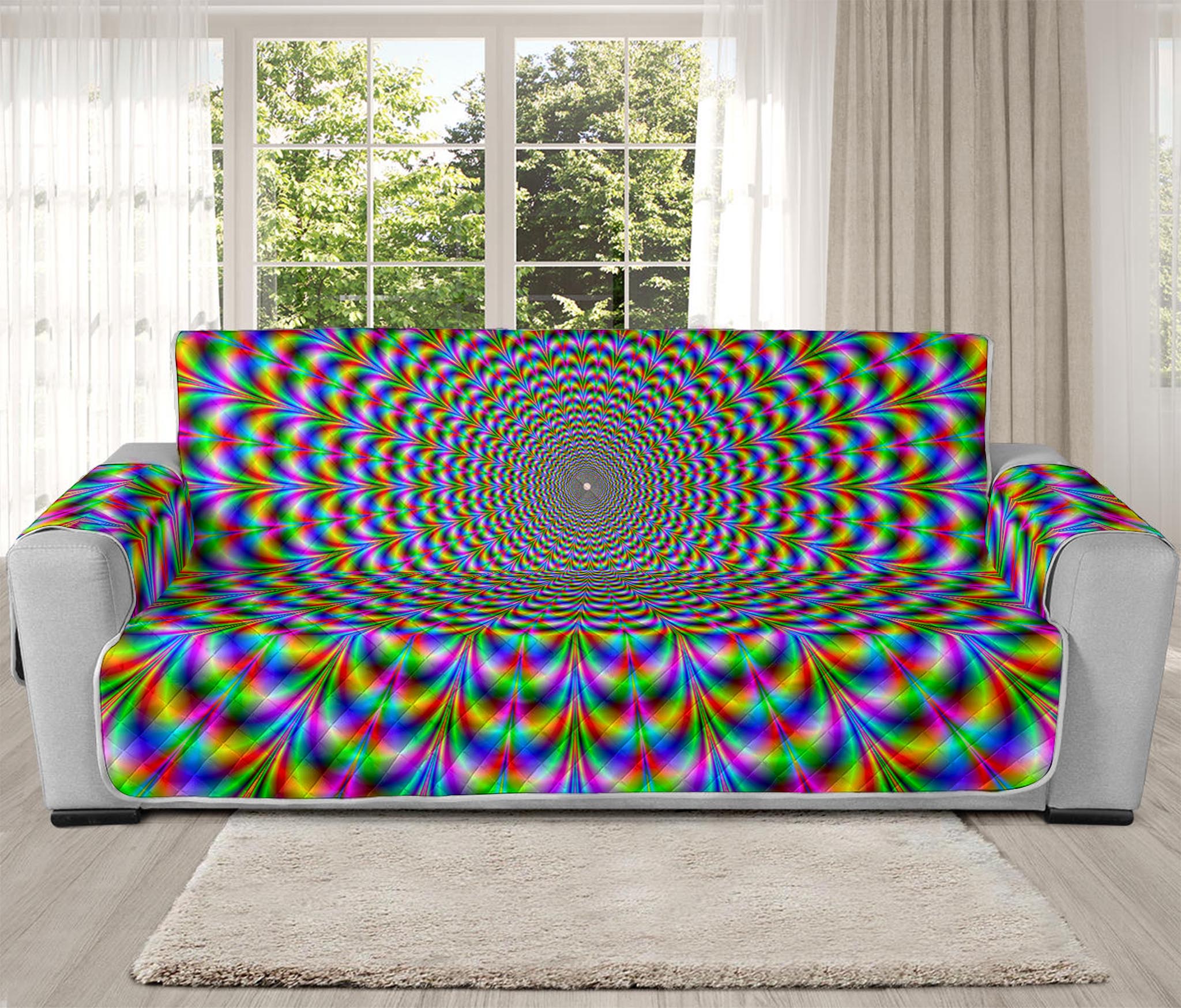 Psychedelic Web Optical Illusion Oversized Sofa Protector