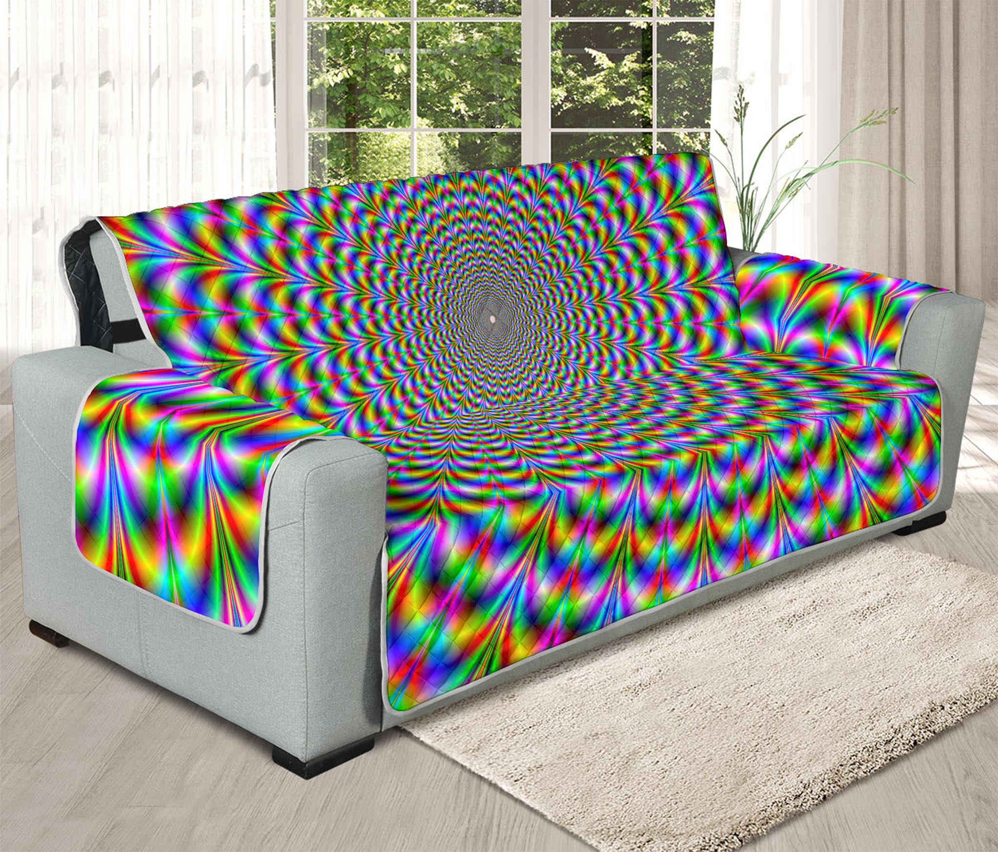 Psychedelic Web Optical Illusion Oversized Sofa Protector