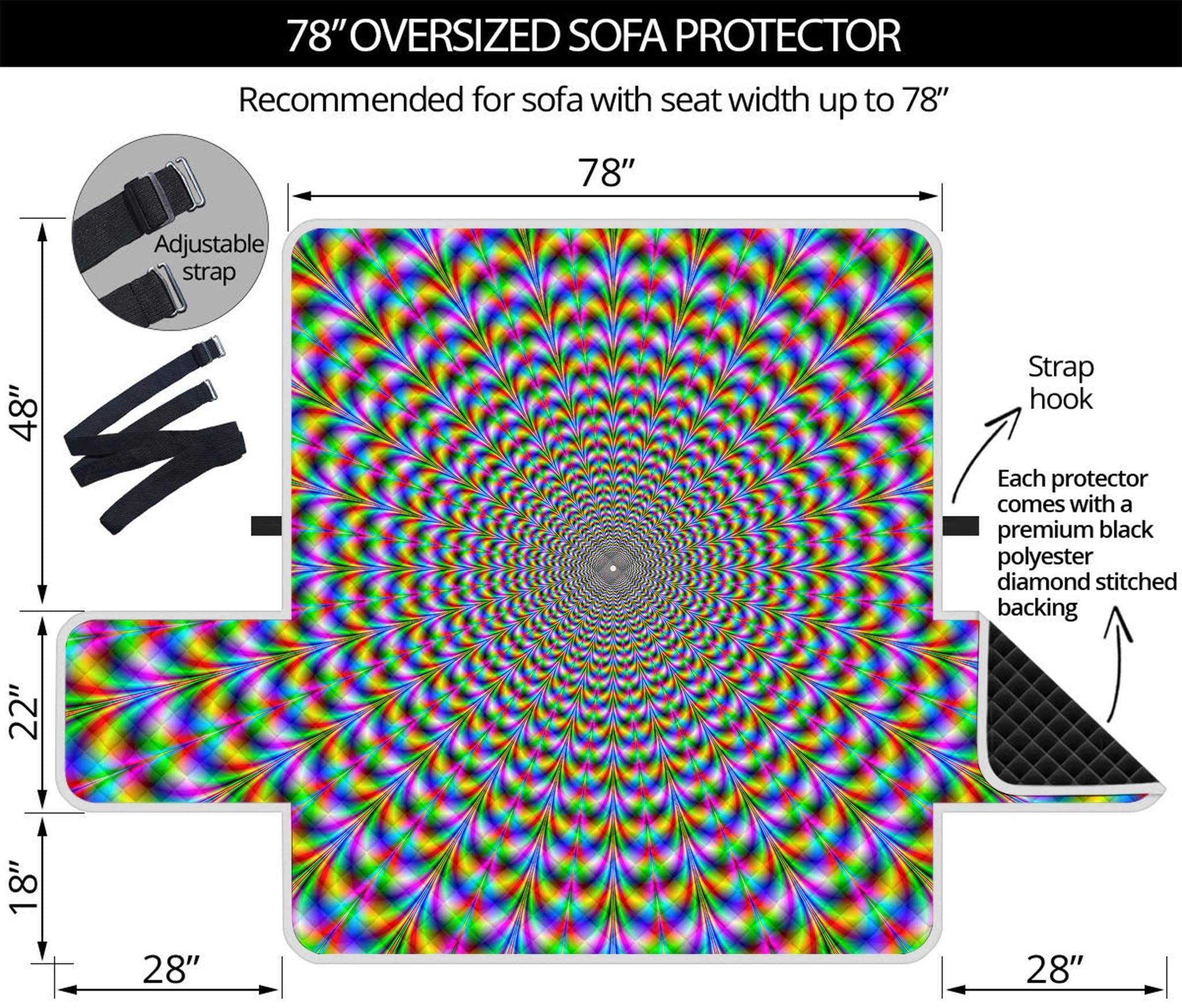 Psychedelic Web Optical Illusion Oversized Sofa Protector