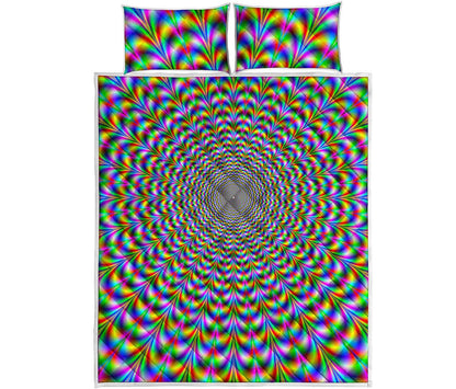 Psychedelic Web Optical Illusion Quilt Bed Set