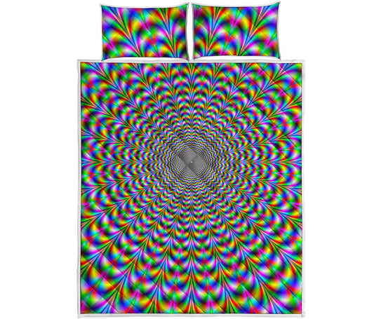 Psychedelic Web Optical Illusion Quilt Bed Set