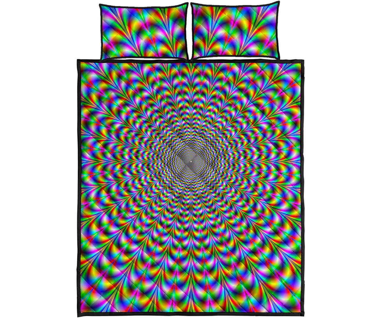 Psychedelic Web Optical Illusion Quilt Bed Set