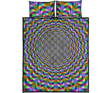 Psychedelic Web Optical Illusion Quilt Bed Set