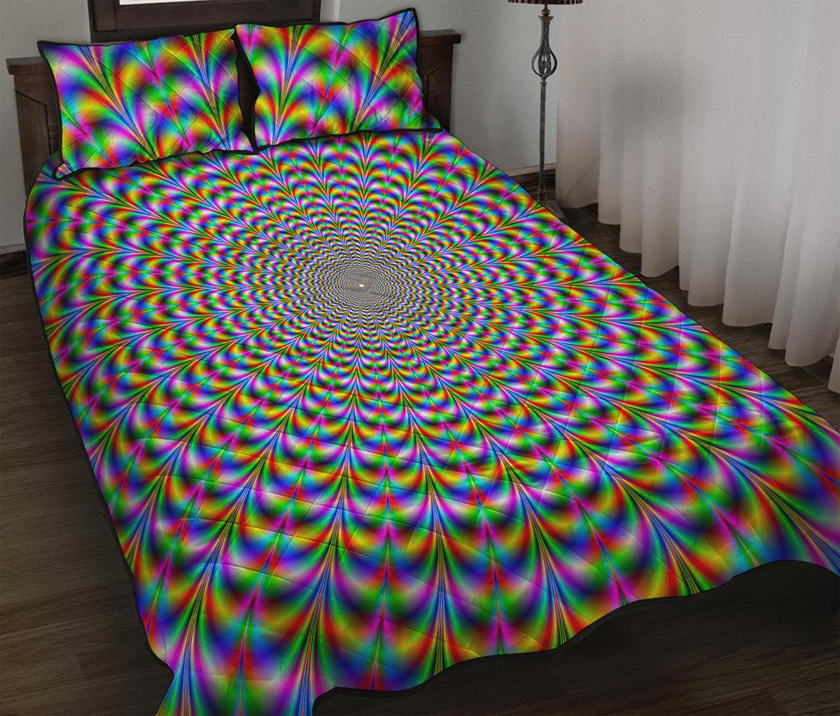 Psychedelic Web Optical Illusion Quilt Bed Set