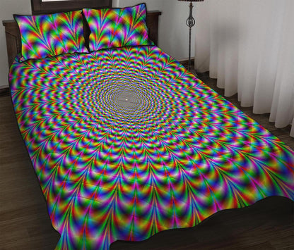 Psychedelic Web Optical Illusion Quilt Bed Set