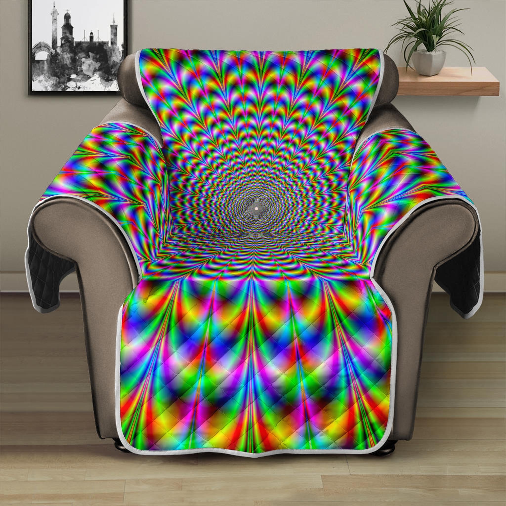 Psychedelic Web Optical Illusion Recliner Protector