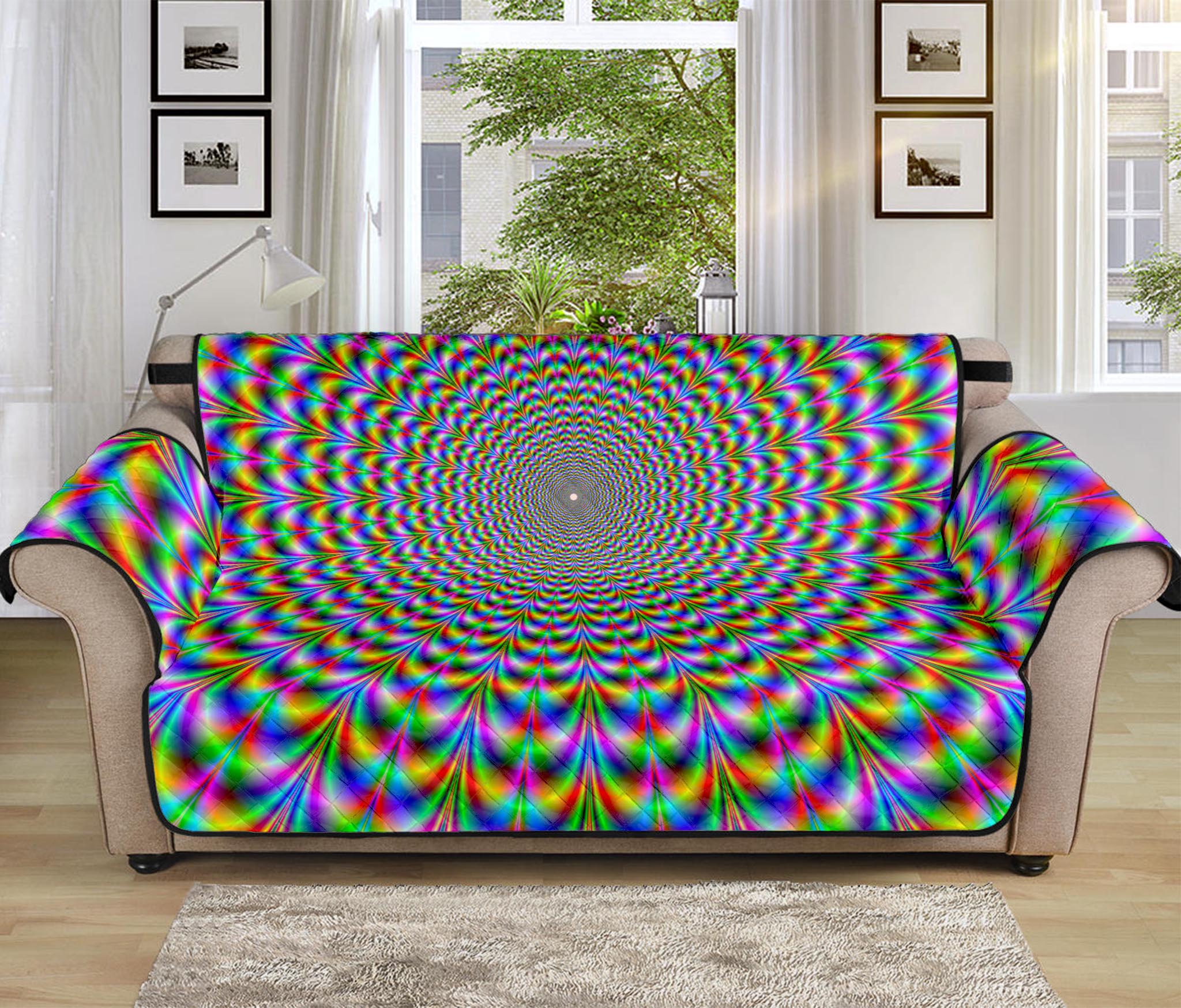 Psychedelic Web Optical Illusion Sofa Protector