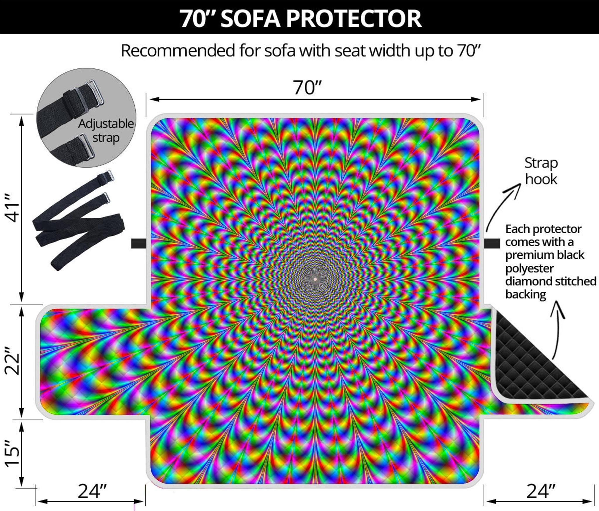 Psychedelic Web Optical Illusion Sofa Protector