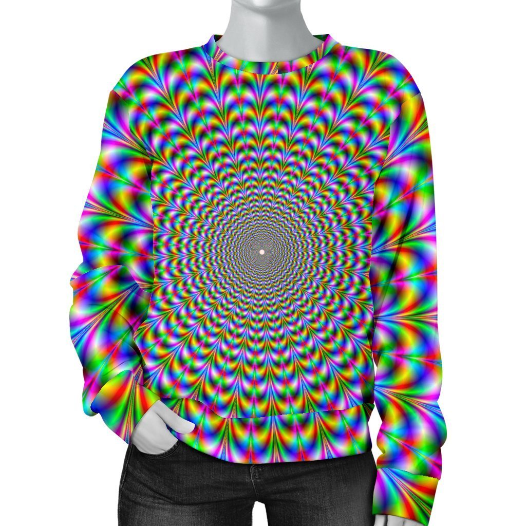 Psychedelic Web Optical Illusion Women's Crewneck Sweatshirt GearFrost