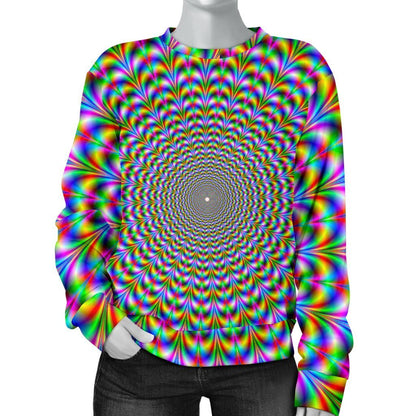 Psychedelic Web Optical Illusion Women's Crewneck Sweatshirt GearFrost