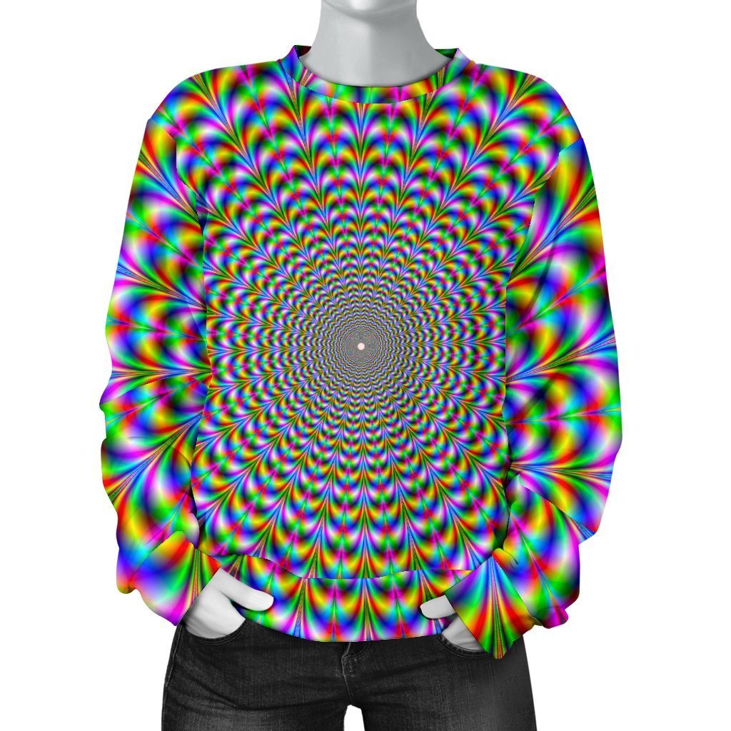 Psychedelic Web Optical Illusion Women's Crewneck Sweatshirt GearFrost