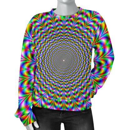 Psychedelic Web Optical Illusion Women's Crewneck Sweatshirt GearFrost