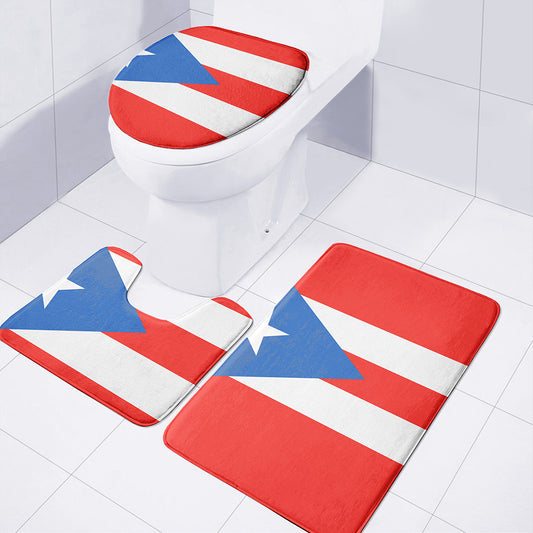 Puerto Rican Flag Print 3 Piece Bath Mat Set