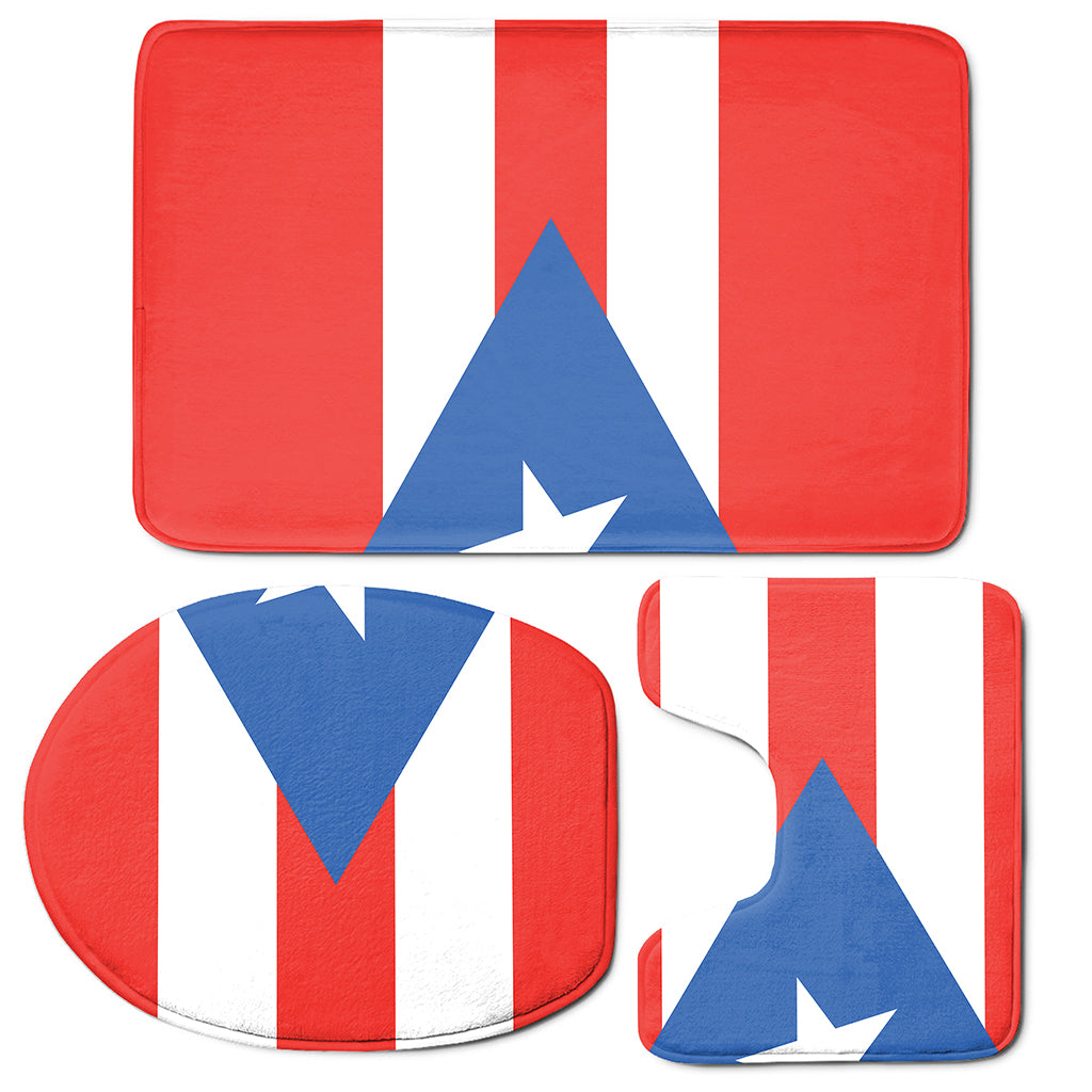 Puerto Rican Flag Print 3 Piece Bath Mat Set