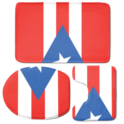 Puerto Rican Flag Print 3 Piece Bath Mat Set